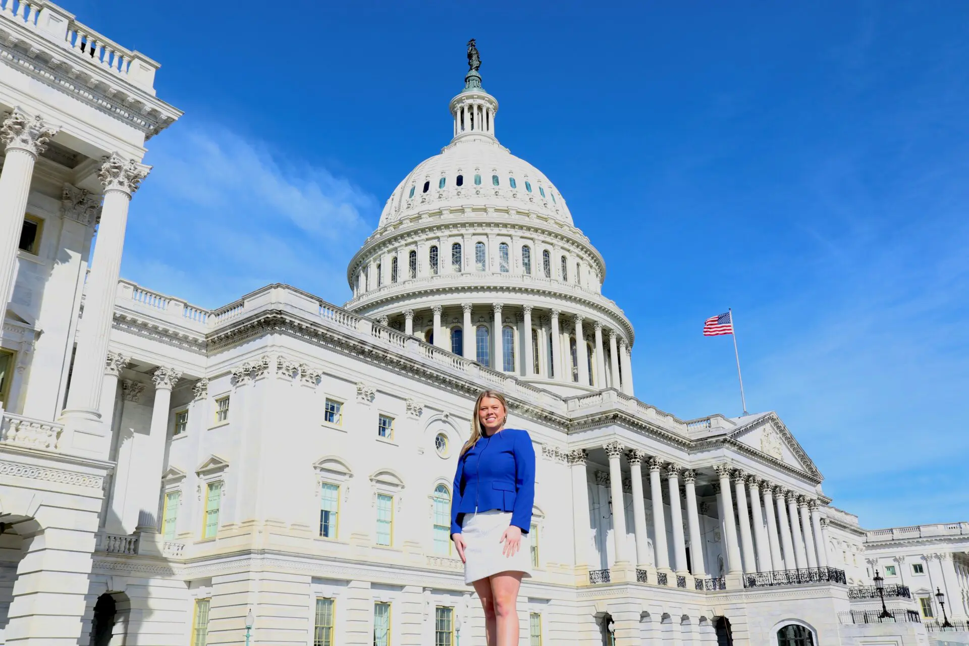 Addie white in front of the capitol | Kentucky 4-H Youth Advocacy Program